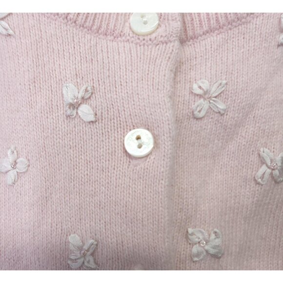 Abercrombie Cardigan Sweater Women L Actual Small Pink Angora Bow Beaded Japan - Picture 4 of 11